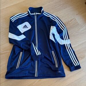Adidas Dark Blue and White Track Jacket